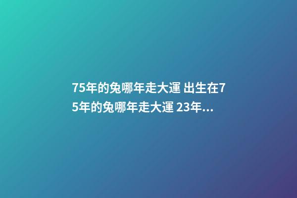 75年的兔哪年走大運 出生在75年的兔哪年走大運 23年的兔哪年走大運 23年屬兔人未來哪年運勢好-第1張-觀點-玄機派